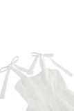 A Line Spaghetti Straps Robe de cocktail courte blanche plissée