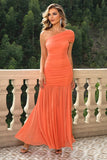 Sunset Mermaid One Shoulder Ruched Robe longue formelle