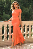 Sunset Mermaid One Shoulder Ruched Robe longue formelle