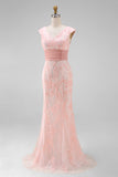 Robe de la mère de la mariée brodée en sirène rouge rouge foncé à col en V avec sequins