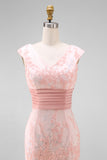 Robe de la mère de la mariée brodée en sirène rouge rouge foncé à col en V avec sequins