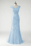 Robe de la mère de la mariée brodée en sirène rouge rouge foncé à col en V avec sequins