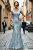 Robe de la mère de la mariée brodée en sirène rouge rouge foncé à col en V avec sequins