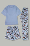 Pyjama familial assorti à manches courtes imprimé gris