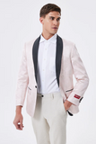 Blazer pour homme à revers châle rose clair