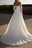 Organza Sweetheart Ivoire Une Robe de Mariée Trapèze à Manches Longues