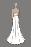 Robe de mariée simple en satin ivoire avec fente