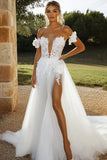 Robe de mariée en dentelle de tulle ivoire une ligne avec appliques