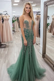 Élégante robe de bal en tulle agave gaine Sweetheart avec dentelle