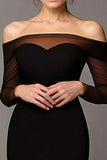 Robe de bal chic sirène noire à épaules dénudées