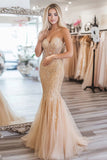 Robe longue de bal sans manches à sequins dorés sirène