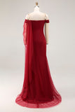 Cabernet Robe de bal militaire longue en tulle sirène à épaules dénudées