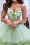 Dusty Sage Une ligne à plusieurs niveaux Sweetheat sans manches Tulle Robe de Bal Longue