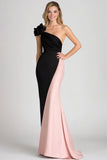 Black&Blush Robe de Gala en satin froncé à une épaule