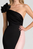 Black&Blush Robe de Gala en satin froncé à une épaule