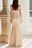 Champagne Épaule Dénudée Fourreau Robe Mère de la Mariée avec Appliques