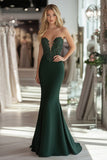 Dentelle Satin Vert Foncé Fourreau Sweetheart Robe de Bal
