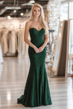 Sirène vert foncé Sweetheart dentelle applique robe longue de bal
