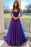 Princesse Tulle Prune Sweetheart Robe de Bal Longue avec Appliques