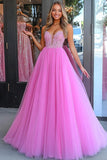 Princesse Rose Une Ligne Tulle Robe de Bal avec Appliques