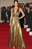 Robe de gala chic métallisée en métal A Line avec ceinture