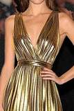 Robe de gala chic métallisée en métal A Line avec ceinture