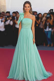 Mint A Line One Shoulder Robe de Gala en mousseline de soie
