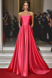 Robe de gala sans bretelles en satin Watermelon A Line