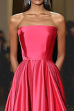 Robe de gala sans bretelles en satin Watermelon A Line