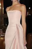 Robe de gala bustier en satin rose fourreau