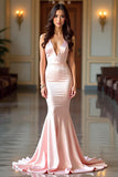 Robe de bal longue en satin dos nu sirène sirène sirène