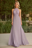 Robe longue mère de la mariée en dentelle lilas lilac