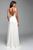 Jersey à bretelles spaghetti blanches Robe formelle trapèze