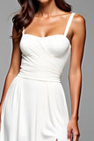 Jersey à bretelles spaghetti blanches Robe formelle trapèze