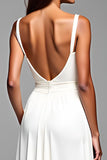 Jersey à bretelles spaghetti blanches Robe formelle trapèze