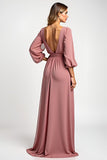 Fard à joues Une Ligne Mousseline 3/4 Manches Mère de la Robe de la Mariée