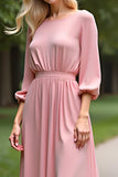 Demi-manches en mousseline de soie rose Une ligne Mère de la mariée Robe