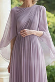 Robe plissée en mousseline de soie lilas une ligne mère de la mariée