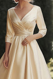 Champagne A Ligne 3/4 Manches Col V Robe Mère de la Mariée