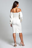 Robe de graduation blanche à épaules dénudées