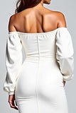 Robe de graduation blanche à épaules dénudées
