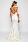 Robe longue formelle blanche Criss Cross Halter