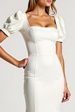 Robe de mariée longue sirène ivoire à manches courtes
