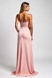 Satin rose chérie une ligne longue robe de demoiselle d’honneur