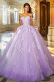 Robe de bal lilas à épaules dénudées Robe Quinceanera appliquée