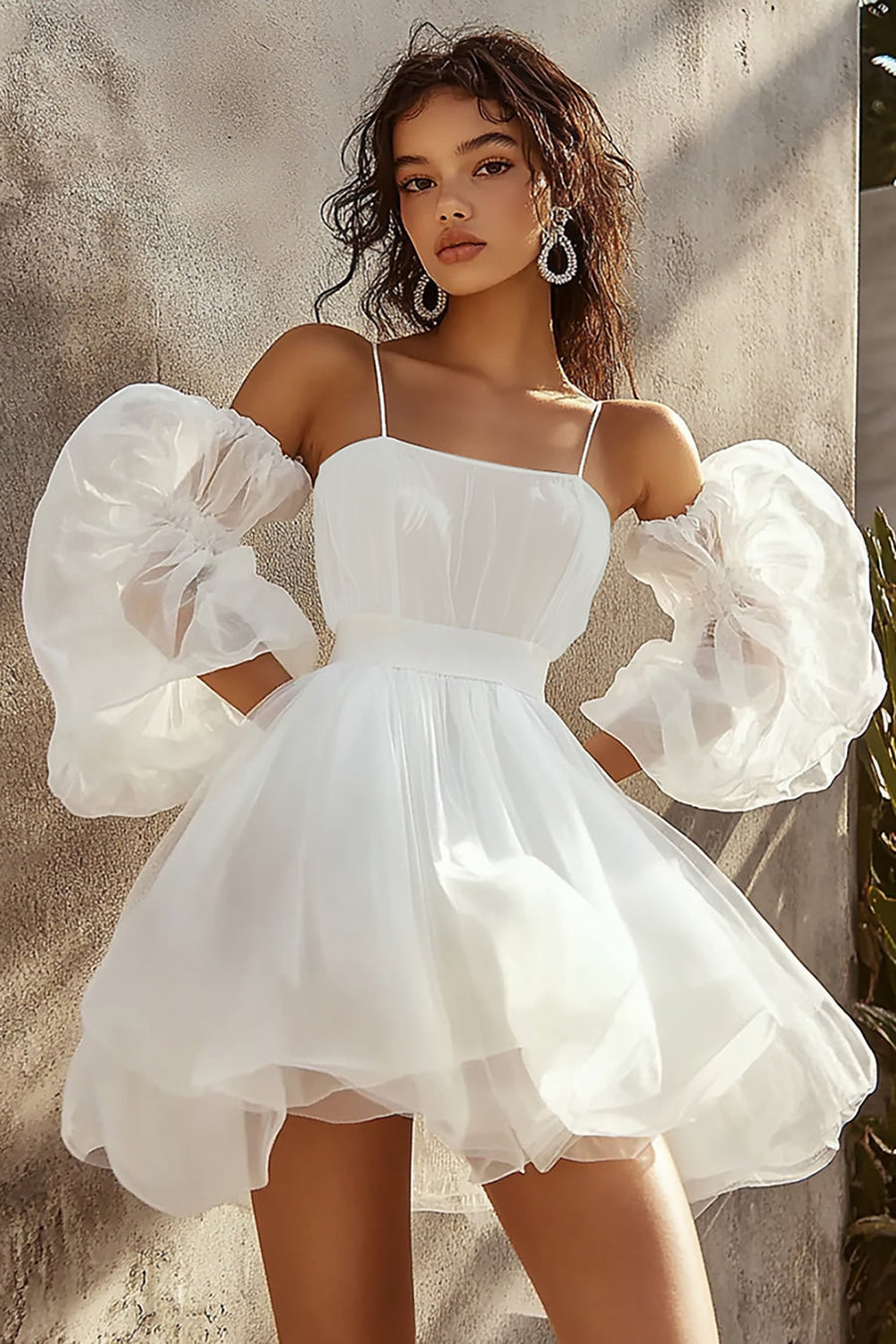 Robe Blanche Bretelles Spaghetti - Style Babydoll - Taille S - Occasion Très Bon État