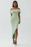 Robe de graduation asymétrique en satin mat fourreau blanc