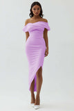 Robe de graduation asymétrique en satin mat fourreau blanc