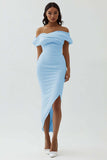 Robe de graduation asymétrique en satin mat fourreau blanc