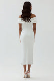 Robe de graduation asymétrique en satin mat fourreau blanc